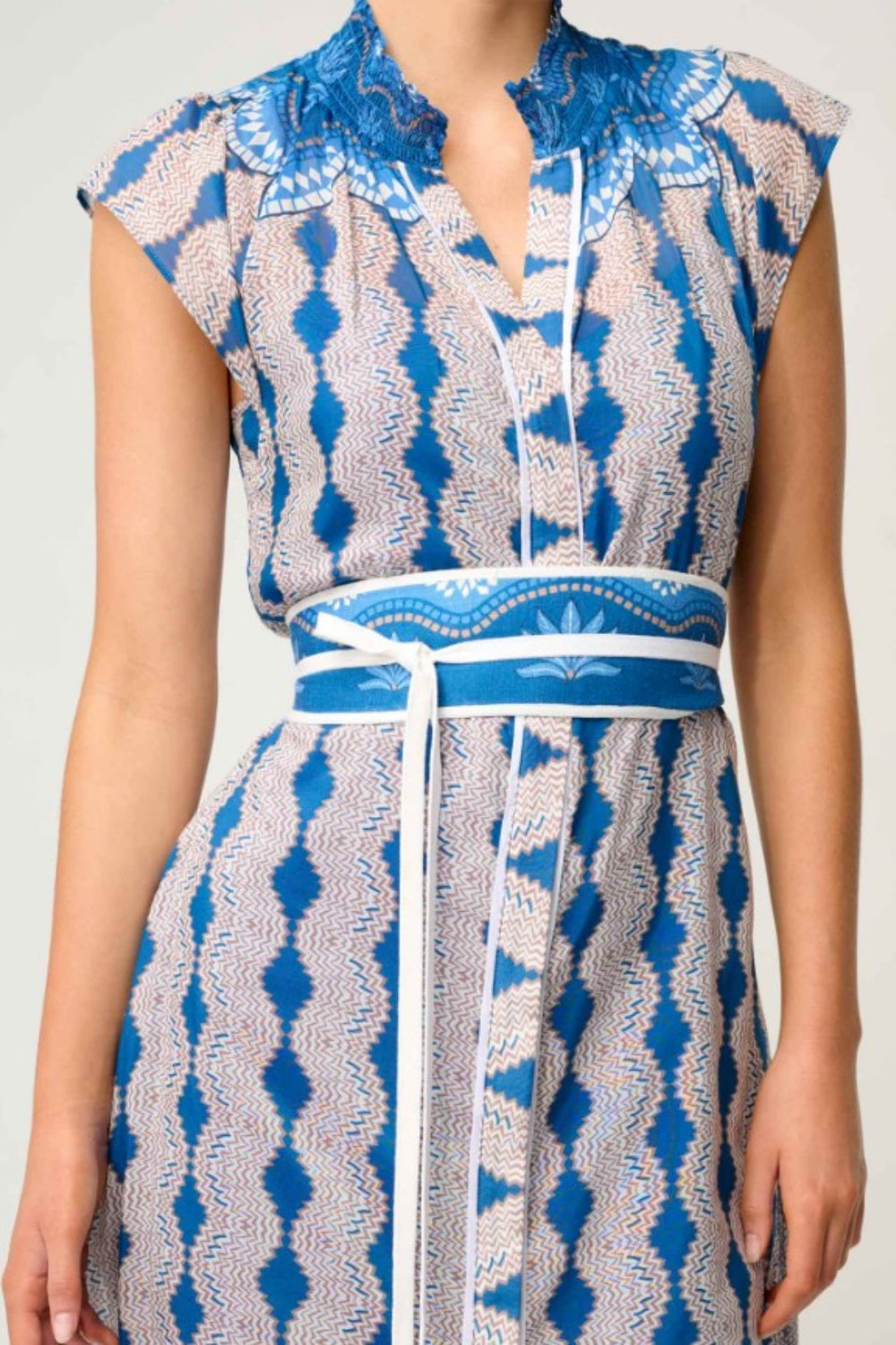 ONCE WAS RIMAL COTTON SILK MAXI DRESS IN MARRAKECH TOPAZ