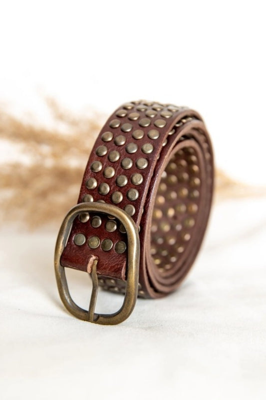 ROBERTA STUDDED BELT CHOCOLATE