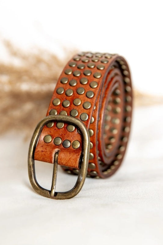 ROBERTA STUDDED BELT TAN
