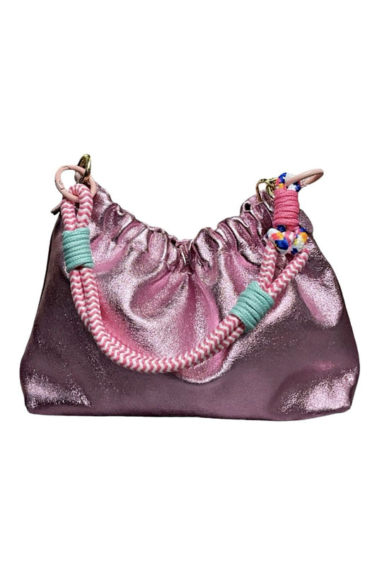 PLISSA DUMPLING BAG METALLIC ROSE