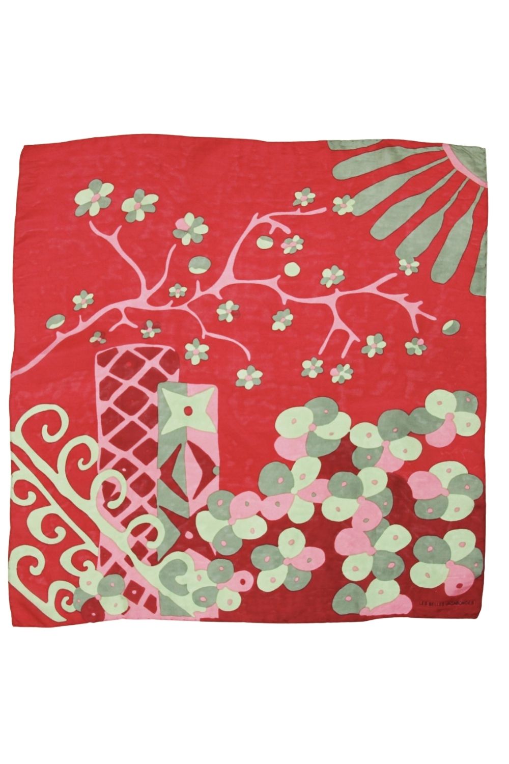 LES BELLES VAGABONDES MINI SCARF SAKURA RED