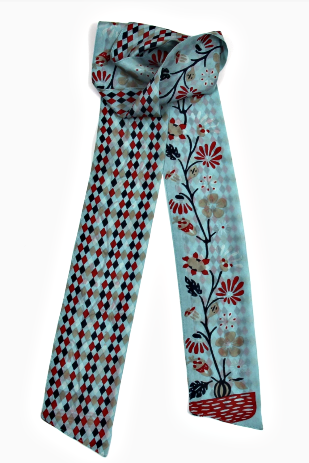 LES BELLES VAGABONDES BANDEAU SILK SCARF SCARLETT BLUE