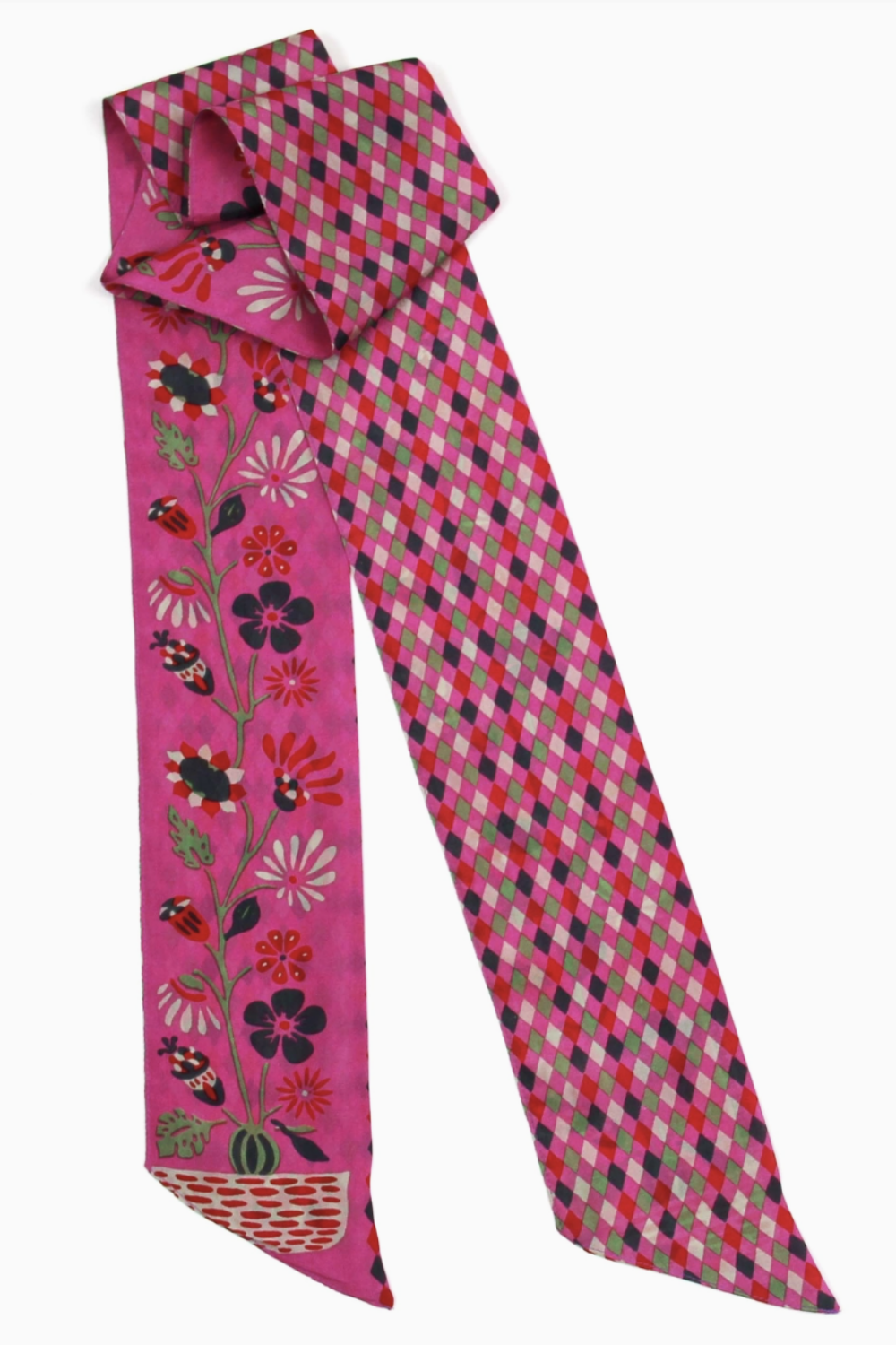LES BELLES VAGABONDES BANDEAU SILK SCARF SCARLETT FUCHSIA