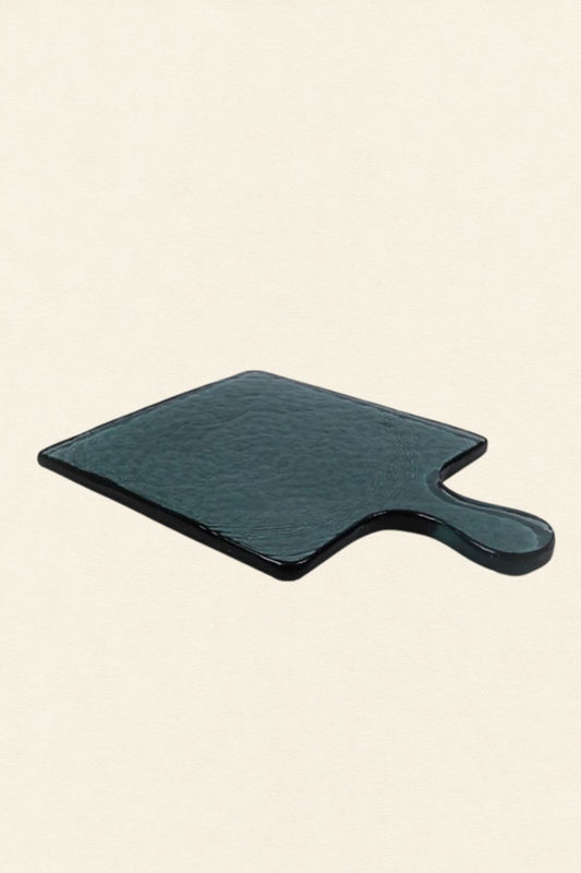 CREATIVE WOMEN HANDBLOWN HAMMERED GLASS SERVING BOARD BLUE