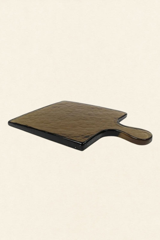 CREATIVE WOMEN HANDBLOWN HAMMERED GLASS SERVING BOARD GREY