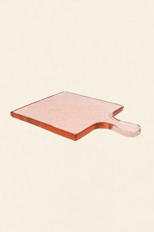 CREATIVE WOMEN HANDBLOWN HAMMERED GLASS SERVING BOARD PINK