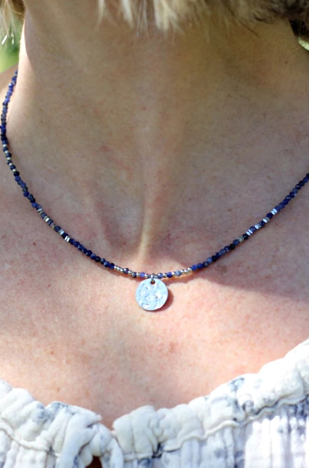 SUNDAY MOOD LITTLE COVE SILVER NECKLACE NAVY