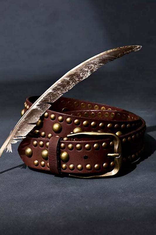 FREE PEOPLE SOLA STUD BELT COGNAC