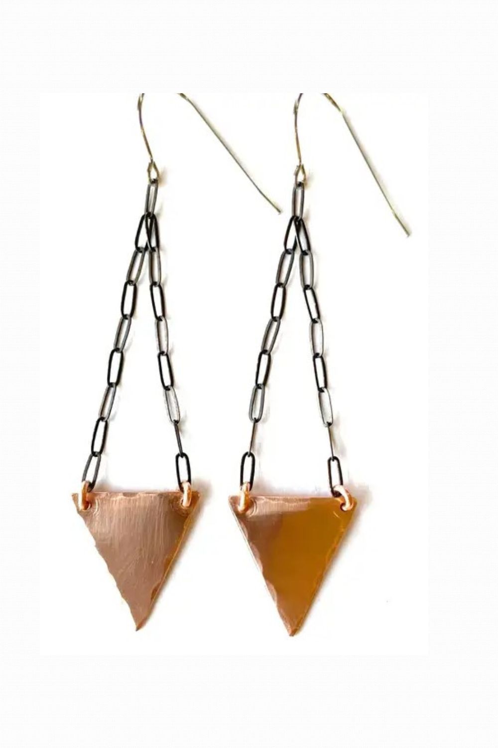 STUDIO 451 JEWELRY SOLID SHORT TRIANGLE CHAIN EARRINGS IN BRONZE