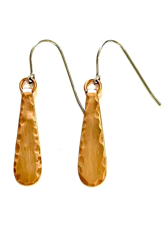 STUDIO 451 JEWELRY SOLID SLENDER TEARDROP EARRINGS COPPER