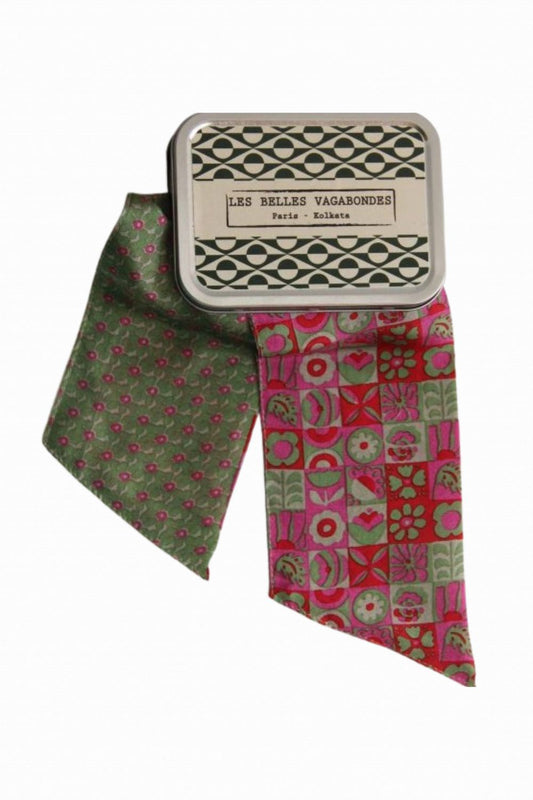 LES BELLES VAGABONDES SOLVEIG BANDEAU SILK SCARF FUCHSIA