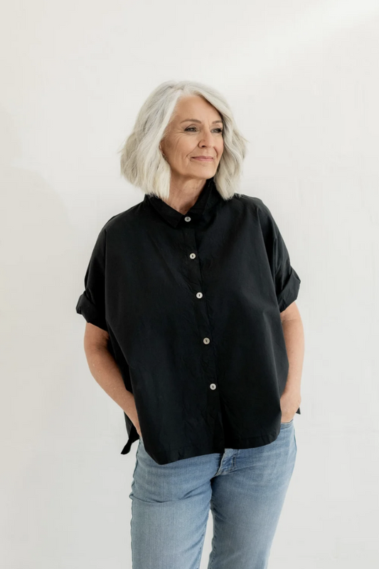 MEG BY DESIGN PAPER COTTON SORRENTO SHIRT BLACK