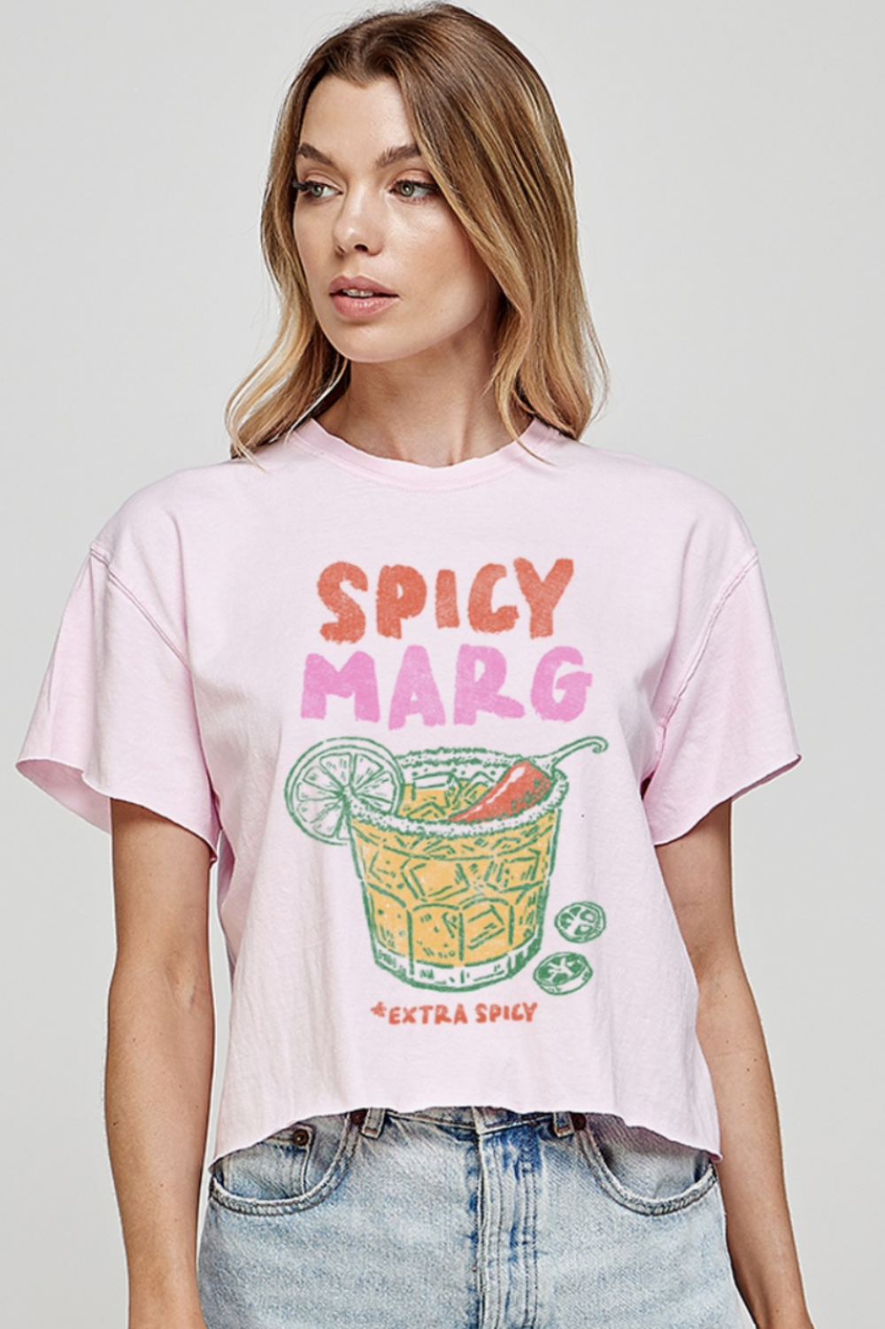ILLUSTRATED SOCIETY SPICY MARG TEE BABY PINK