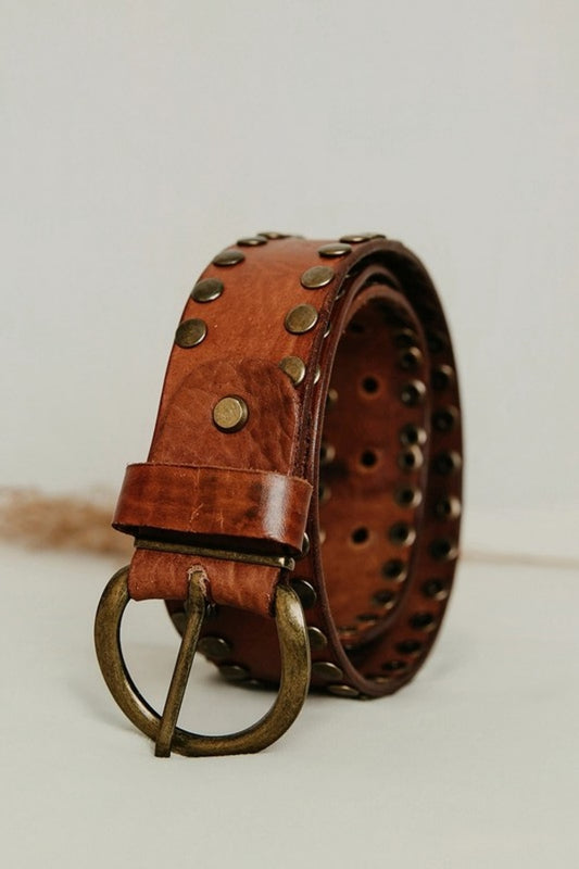 ST CLAIR STUDDED BELT TAN