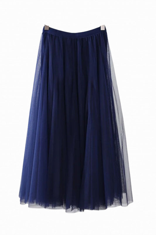 QUEENIE TANGO FOXTROT TULLE MIDI SKIRT NAVY
