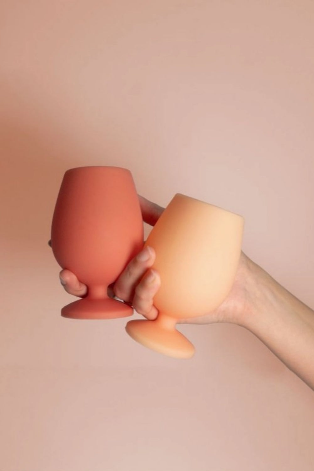 PORTER + GREEN TERRA + PEACH STEMM SILICONE WINE GLASSES SET OF 2