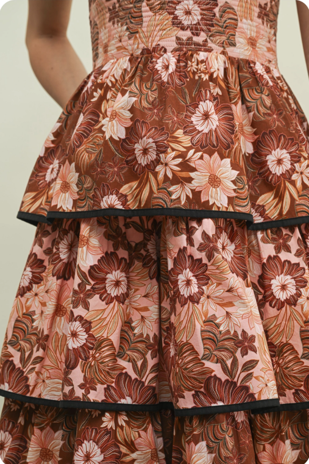 WALLFLOWER TIERED FLORAL MIDI DRESS