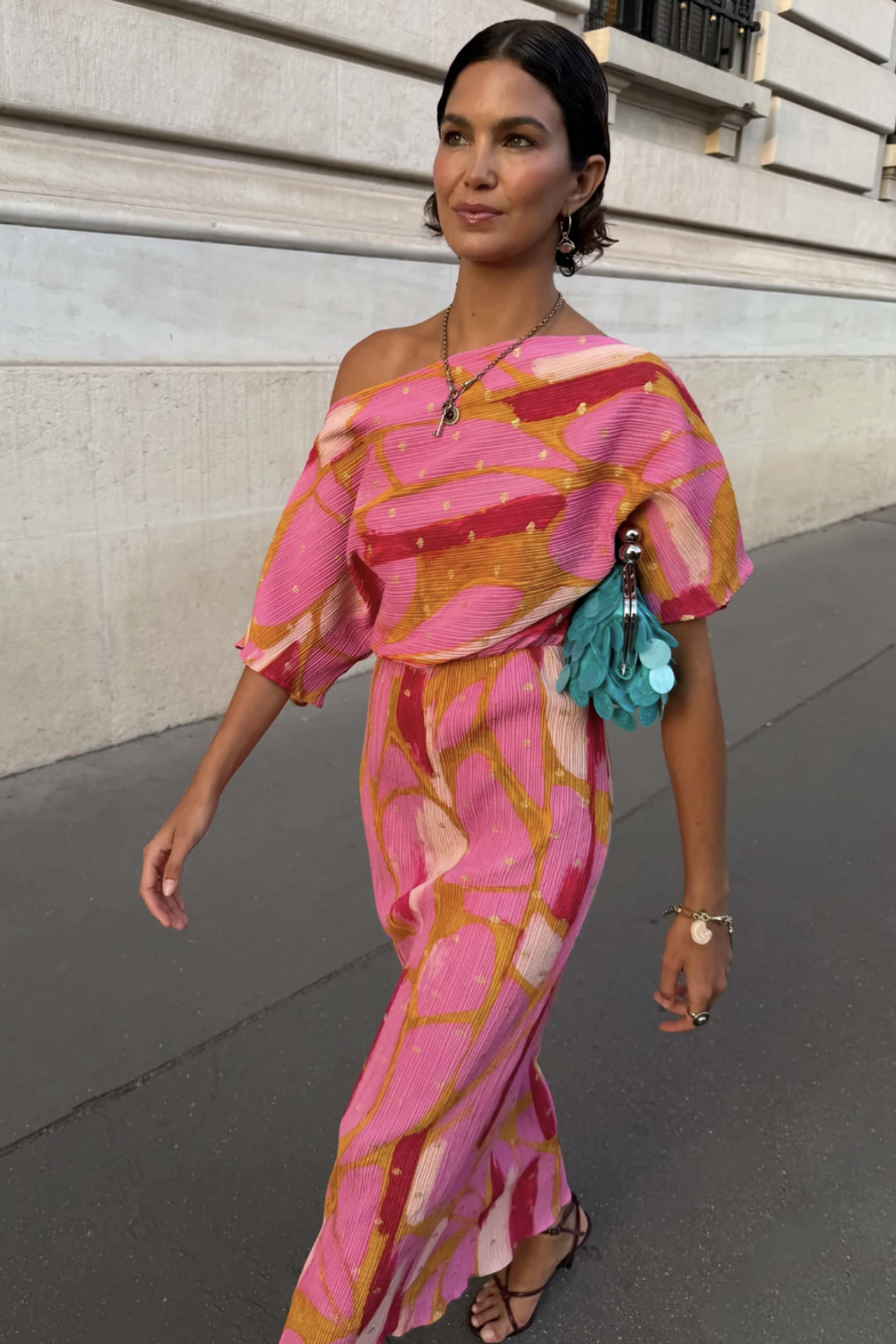PRE-ORDER NEVER FULLY DRESSED PINK + OLIVE ABSTRACT TILLY DRESS