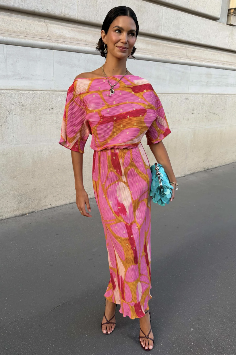 PRE-ORDER NEVER FULLY DRESSED PINK + OLIVE ABSTRACT TILLY DRESS