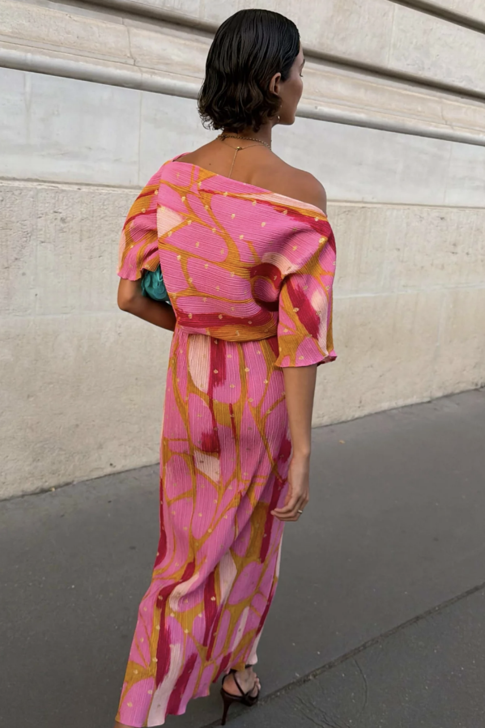 PRE-ORDER NEVER FULLY DRESSED PINK + OLIVE ABSTRACT TILLY DRESS