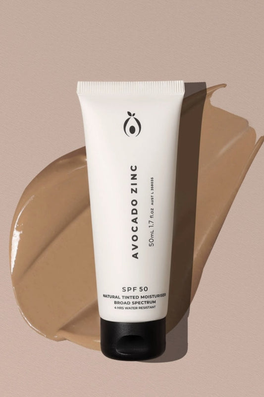 AVOCADO ZINC NATURAL TINTED MOISTURISER SPF50 MEDIUM DARK