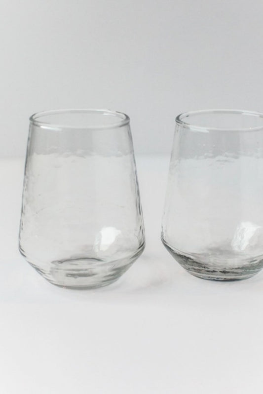 CREATIVE WOMEN HANDBLOWN HAMMERED GLASS WATER TUMBLER CLEAR