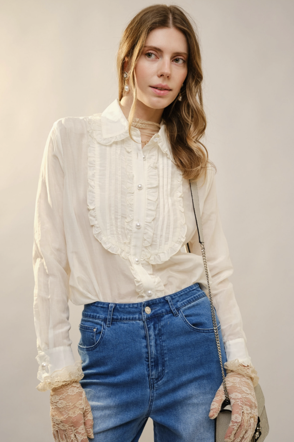 TUXEDO SILK COTTON BLOUSE