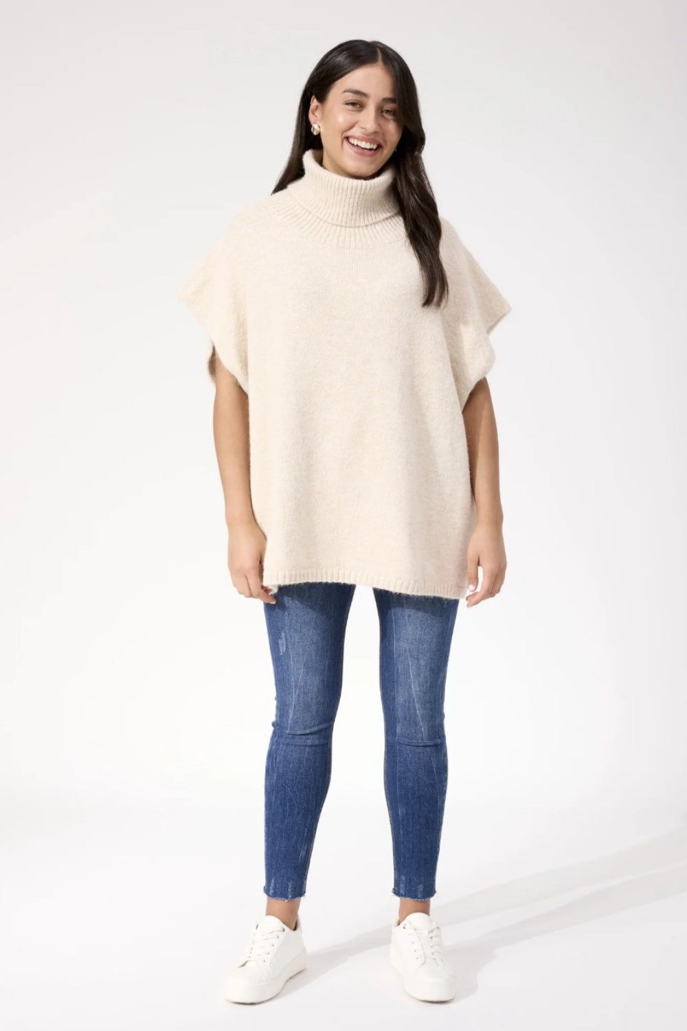 HAVEN VALENZA KNIT PONCHO NATURAL