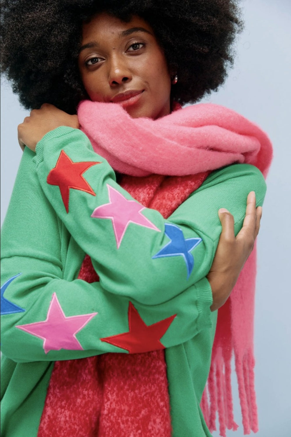 HAVEN VERMONT STAR V NECK JUMPER GREEN