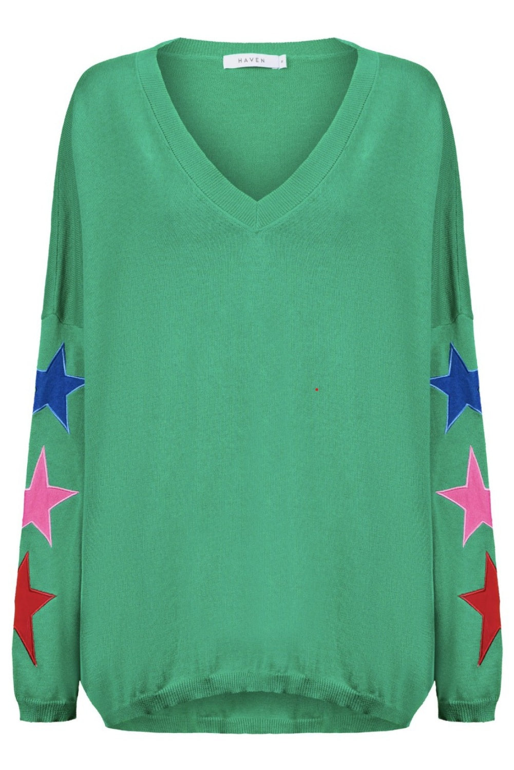 HAVEN VERMONT STAR V NECK JUMPER GREEN