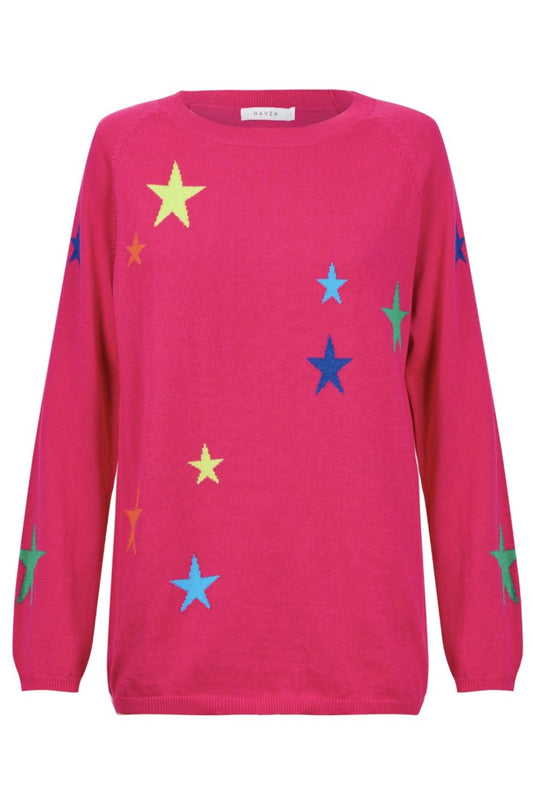 HAVEN VERMONT STAR CREW JUMPER PINK