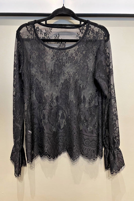 QUEENIE VICTORIAN LACE TOP BLACK