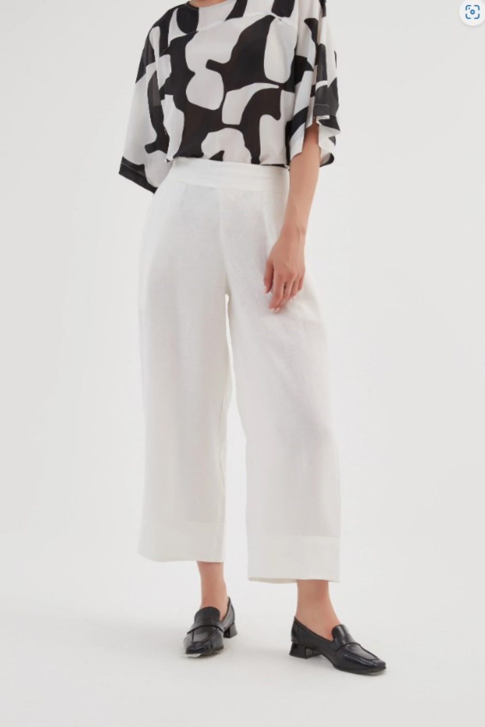 TIRELLI WIDE LEG LINEN PANT WHITE