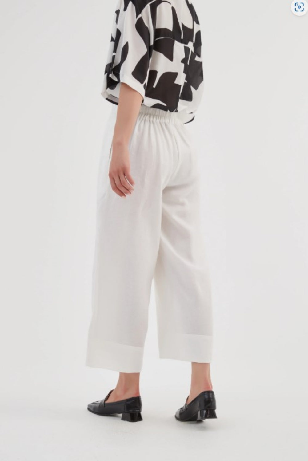 TIRELLI WIDE LEG LINEN PANT WHITE