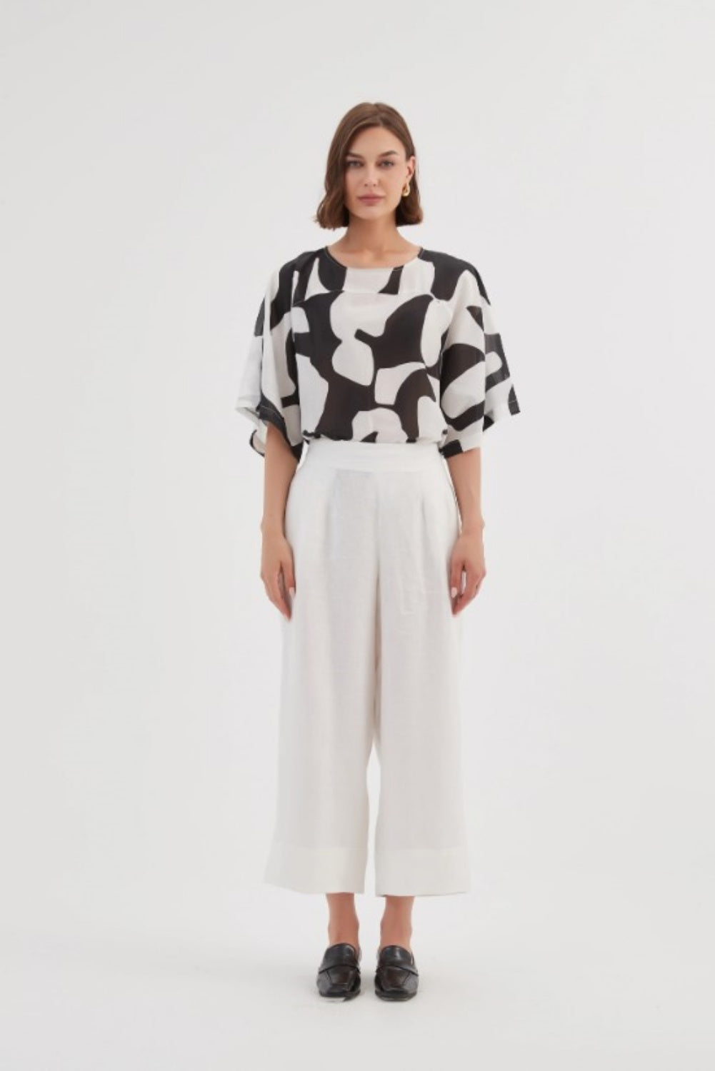 TIRELLI WIDE LEG LINEN PANT WHITE