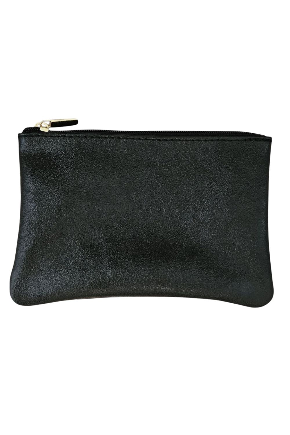 KITTY LEATHER ZIP POUCH BLACK