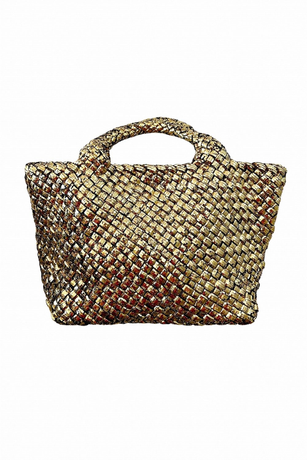 ROSELLE AGNES METALLIC WOVEN NEOPRENE TOTE GOLD