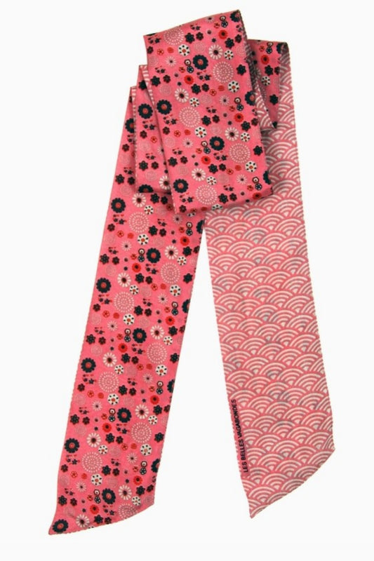 LES BELLES VAGABONDES BANDEAU SILK SCARF AKIKO ROSE