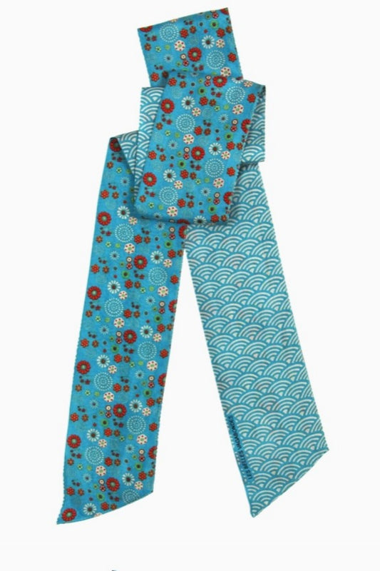 LES BELLES VAGABONDES BANDEAU SILK SCARF AKIKO TURQUOISE