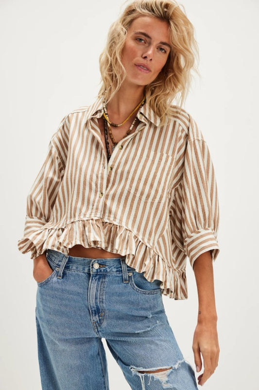 FREE PEOPLE BAILEY STRIPED SHIRT