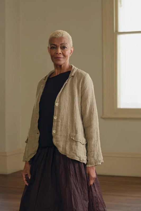 MEG BY DESIGN BARIDI RAW LINEN JACKET WITH NATURAL STRIPE