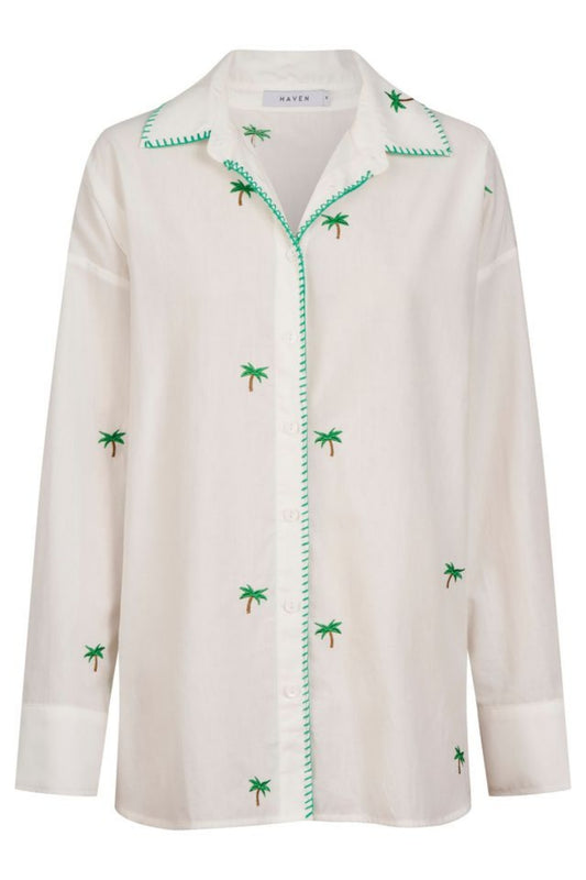 HAVEN MAURITIUS EMBROIDERED DENIM SHIRT WHITE