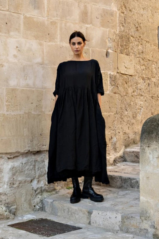 MEG BY DESIGN BILLY DRESS BLACK LINEN