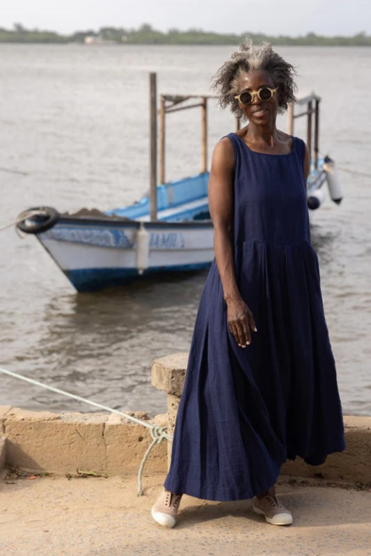 MEG BY DESIGN BINTI DRESS LINEN INDIGO