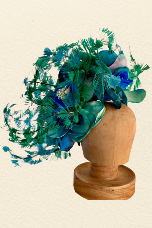 FLORA FASCINATA BLUE + GREEN SHOULD ALWAYS BE SEEN HEADPIECE