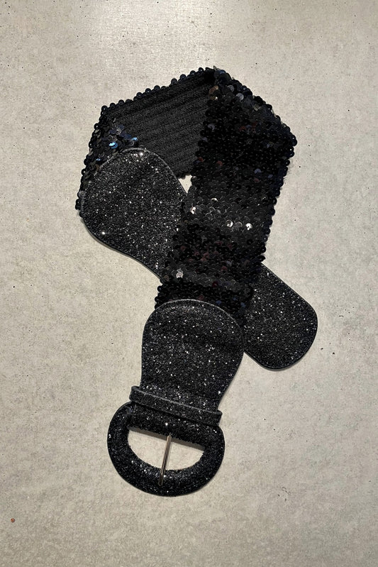 BROADWAY SEQUIN BELT BLACK
