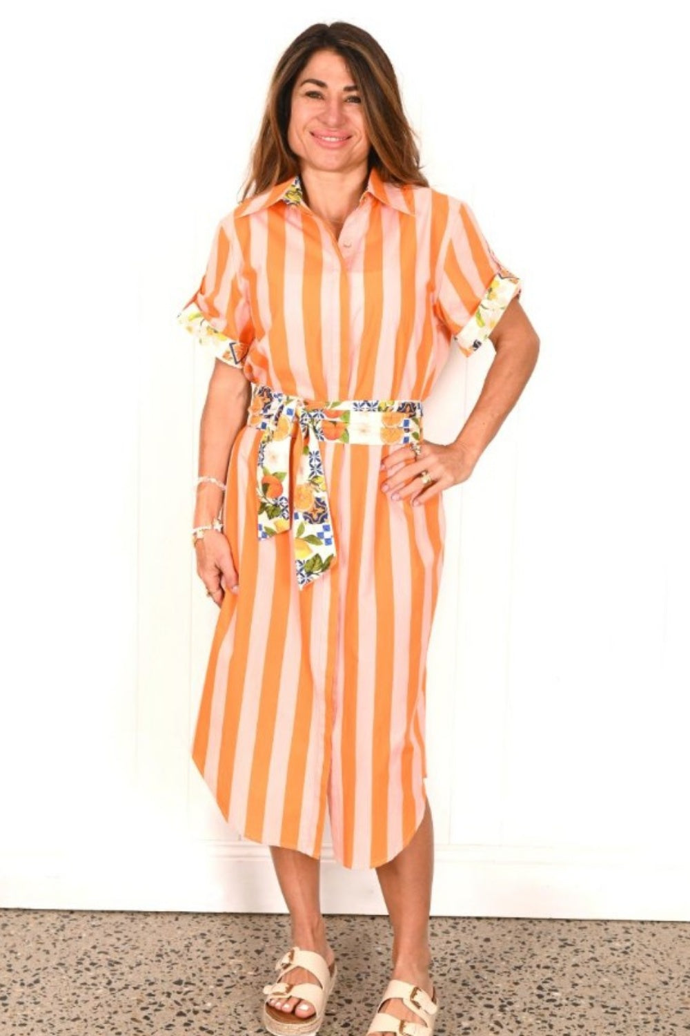 CINQUE TERRE SUNSET SALMA SCOOP HEM DRESS