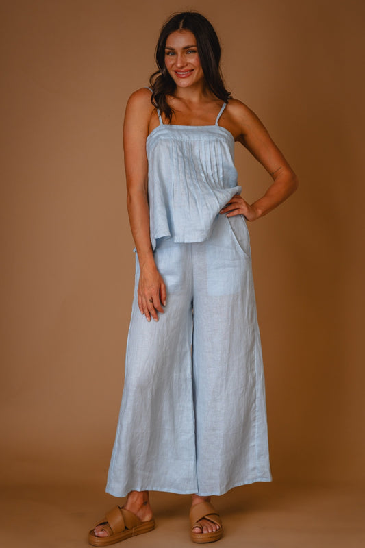 COCONINYA FLAVIA LINEN PANT STARLIGHT BLUE