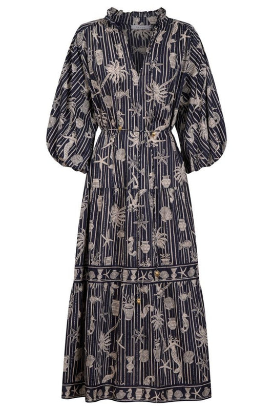 HAVEN CRETE TIERED MAXI DRESS SEA