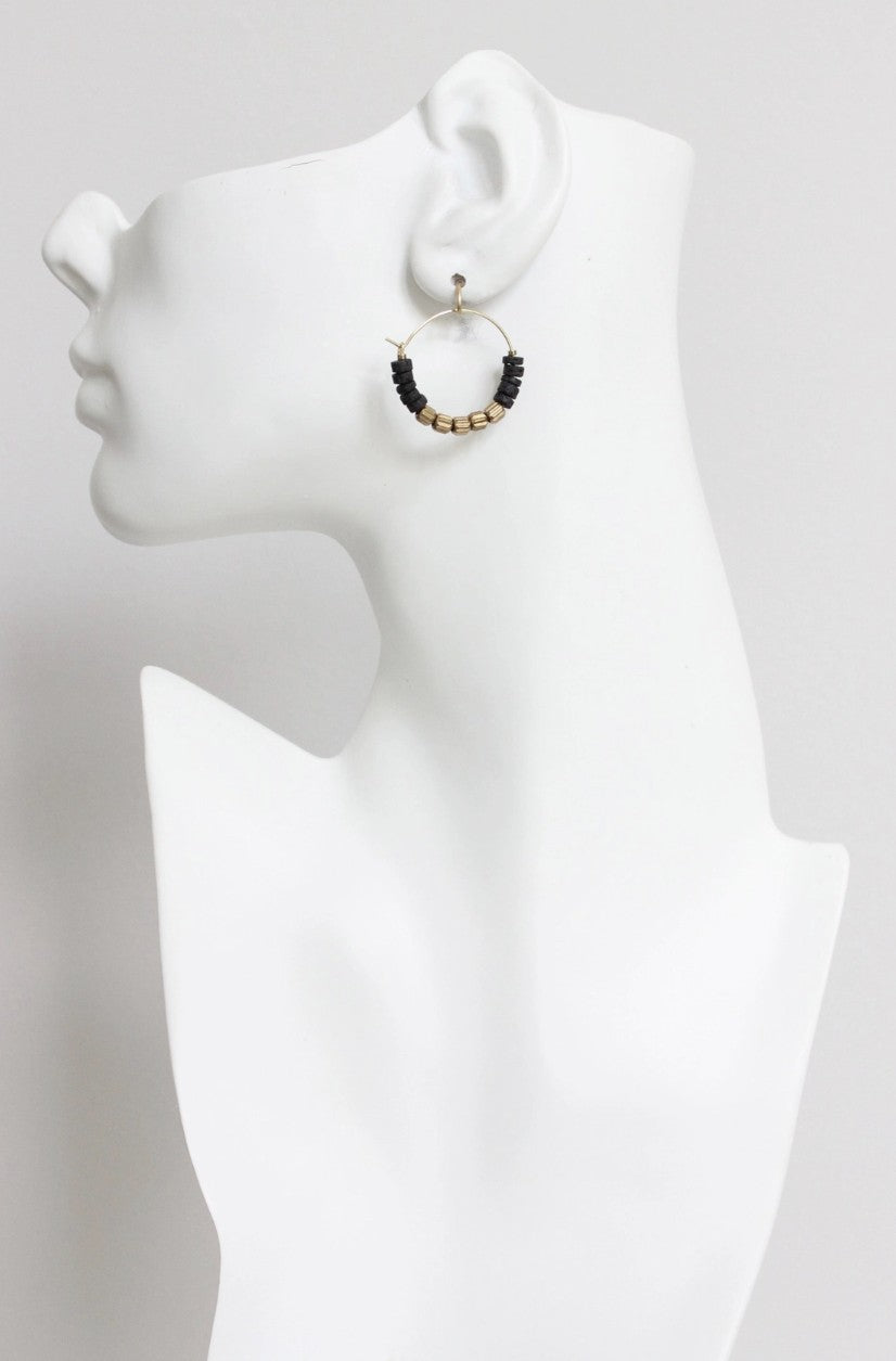 DAVID AUBREY BLACK LAVA HOOP EARRINGS